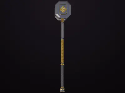  Battle Hammer 06 All PBR Unity UE Textures Included Low-poly 3D model