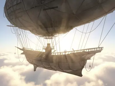 Steampunk Airship  Premium 3D Model Low-poly 3D model