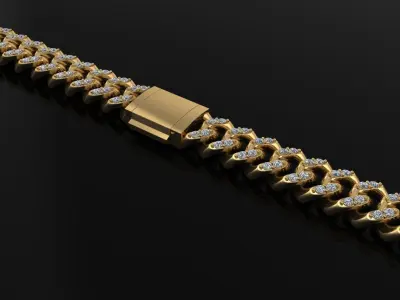 Cuban Diamond Chain Bracelet Necklace Link SIZE 9MM Width 3D print model purchase
