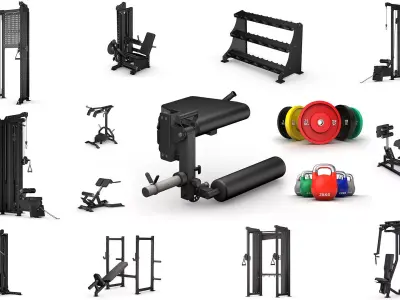 MEGA Gym Equipment Set of 43 Plus 10 Bonus Low-poly 3D model