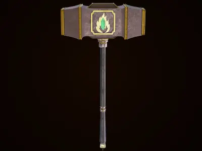 Battle Hammer 02 All PBR Unity UE V-Ray Textures Included Low-poly 3D model