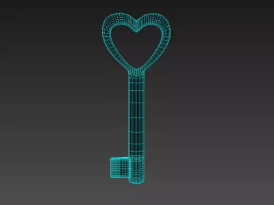 Heart Shaped Key 3D model 3D model