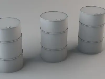 Rusty Used and New Low Poly Barrels Game Ready Low-poly 3D model