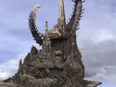 Genma Mountain temple exterior 1 3D model
