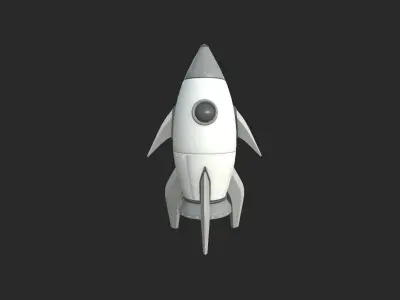 Cartoon Spaceship 06 Black White - Spacecraft Vehicle SciFi Low-poly 3D model
