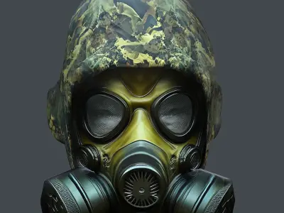 Gas mask helmet 3d model military combat Low-poly  Low-poly 3D model purchase