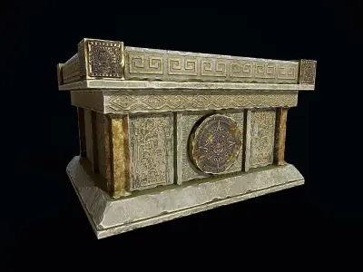 Aztec Stone Chest Low-poly 3D model