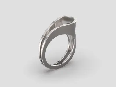 R 159 ring with pearl 3D print model