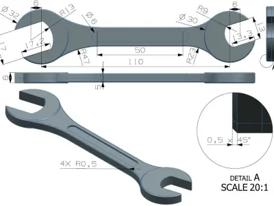 Spanner 3D print model