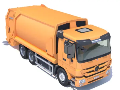 Mercedes Actros Garbage Truck Low-poly 3D model