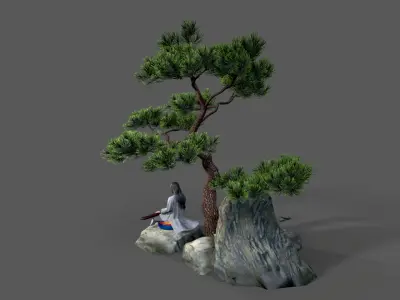 ancient china zither musical instrument Low-poly 3D model purchase