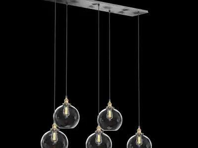 20th Century Factory Filament Clear Glass Cafe Pendants 3D Model Pack