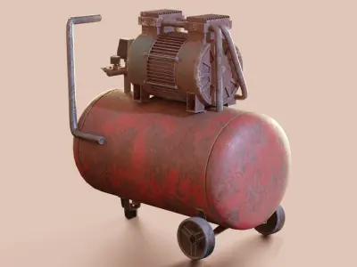 Vintage air compressor Low-poly 3D model