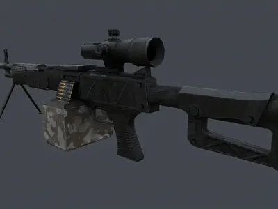 QJY-201 China Machin Gun Low-poly 3D model