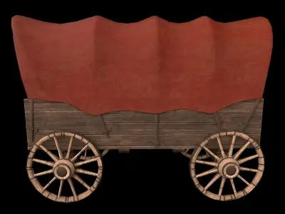 Wooden Wagon - PBR - Textured Low-poly 3D model