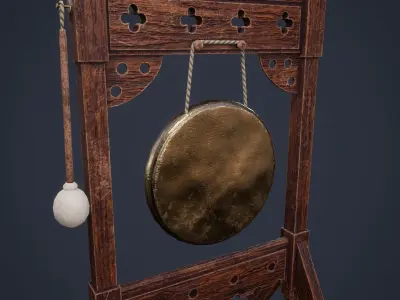 Antique Gong Low-poly 3D model