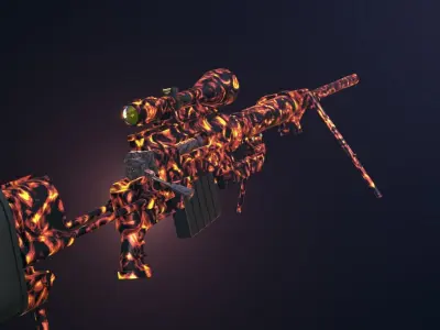 Sniper rifle CheyTac M200 Material low-poly Game 3D model