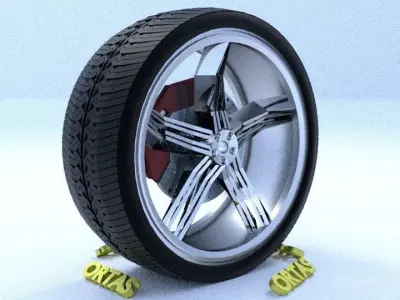 ORTAS CAR RIM 36 GAME READY RIM TIRE AND DISC 3D model