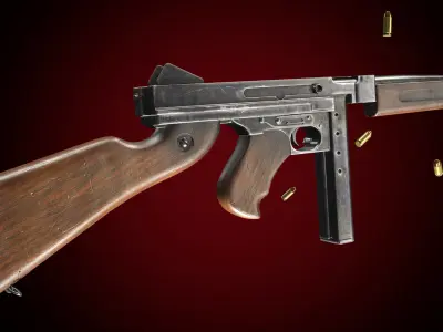 Thompson Submachine Gun Free low-poly 3D model purchase