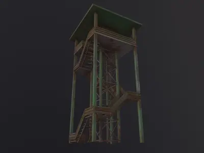 Military Watchtower 3D Model Low-poly 3D model