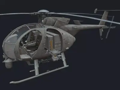 Helicopter AH-6 Low-poly 3D model