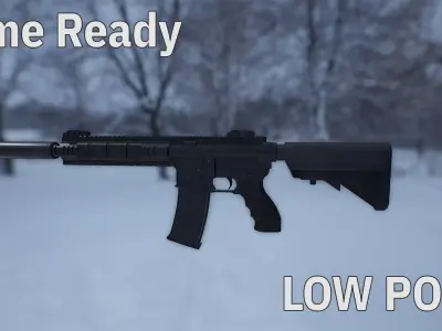 AR15 PBR ar - rifle in snow Low-poly 3D model