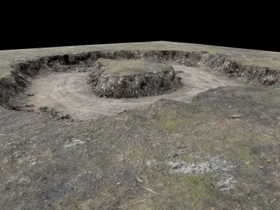 Mine Quarry Grassy Cliff Low-poly 3D model