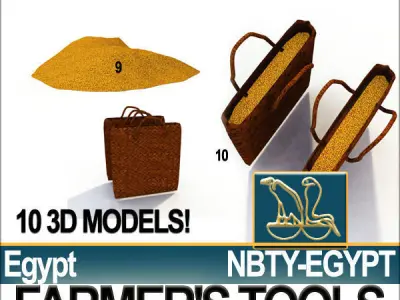 Ancient Egyptian Farmer Tools Collection 3D model