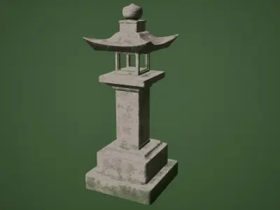Japanese Stone lanterns Low-poly 3D model