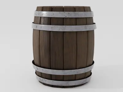 Wooden barrel 03 3D model