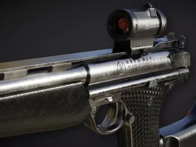 Automag Pistol with Rifle Modification Low-poly 3D model