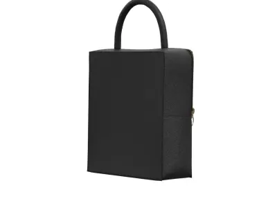 Black Leather Satchel Bag 3D model
