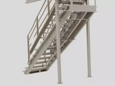 Industrial Factory Metal Staircase Segment for 3D print 3D model