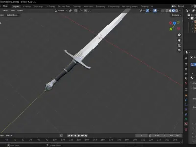 Medieval sword 3D model 3