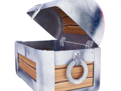 Chest with painted texture Free 3D model