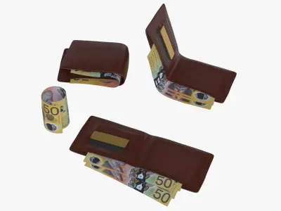 Australia 50 Dollar Wallet Money Purse 3D model