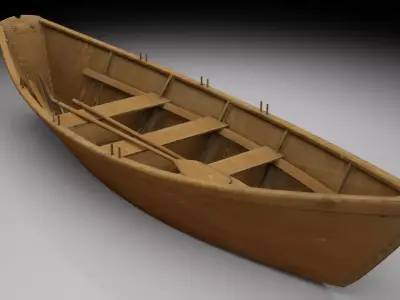 Wooden Boat Low-poly 3D model