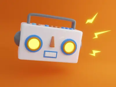 Robot toy radio Low-poly 3D model