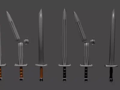 Low Poly Swords group of Free low-poly 3D model