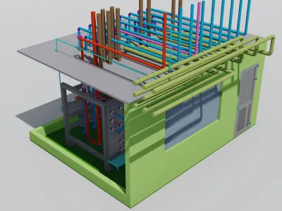 pipe connection room - filter bag - oil 3D model