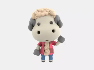 Cute Sheep 3D Illustration 3D model 4