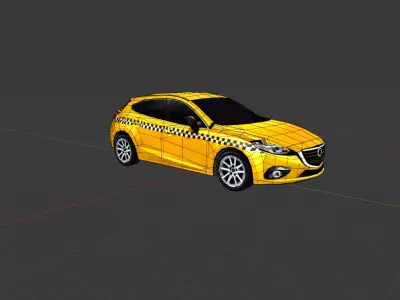 Low Poly Yellow Taxi cab Low-poly 3D model
