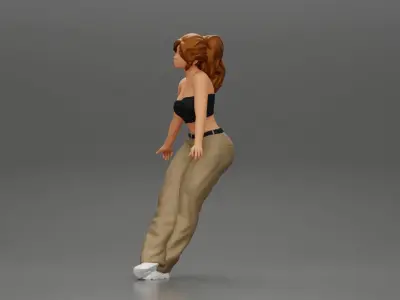 lowrider chola girl is leaning against the car mini shirt 3D print model