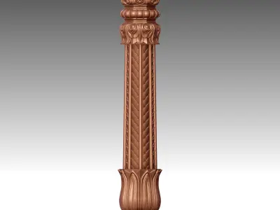 Wood carved Column 3D print model
