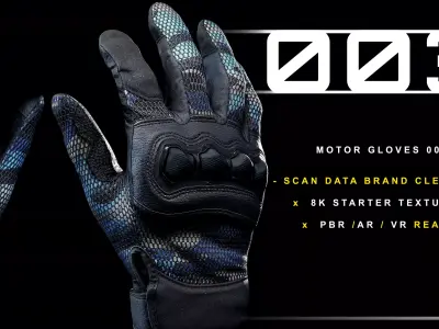Motor Glove 003 Low-poly 3D model