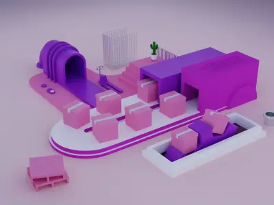 Box Packing Facility Art 3D model
