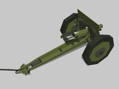 76-mm-gun military cannon Low-poly 3D model