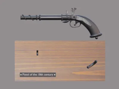 Pistol of the 18th century 3D Model  3D model