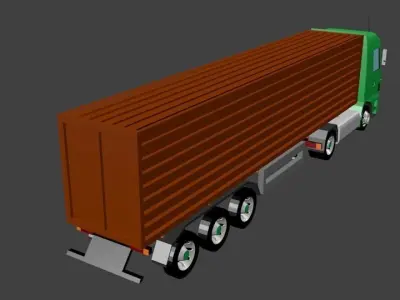 Container truck lowpoly Low-poly 3D model