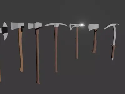Axe Pack Low-poly 3D model